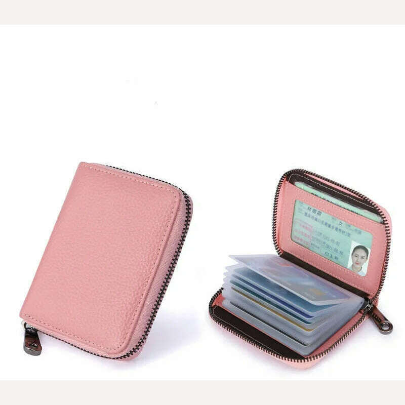 KIMLUD, 2023 New Mini Leather 20 Card Wallet Mini Leather Wallet Business Case Purse Holder RFID Blocking Carteira Masculina Porte Carte, Pink-20 card slot, KIMLUD Womens Clothes