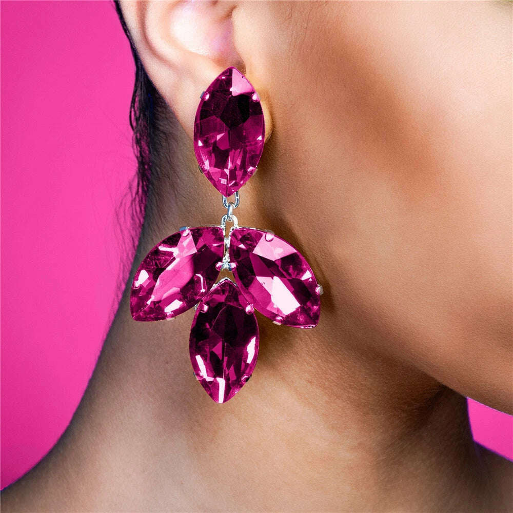 KIMLUD, 2023 New Trend Rhinestone Earrings Drops Dangle Women's Earrings Dinner Wedding Bride Accessories Fashion Statement Jewelry, KIMLUD Womens Clothes