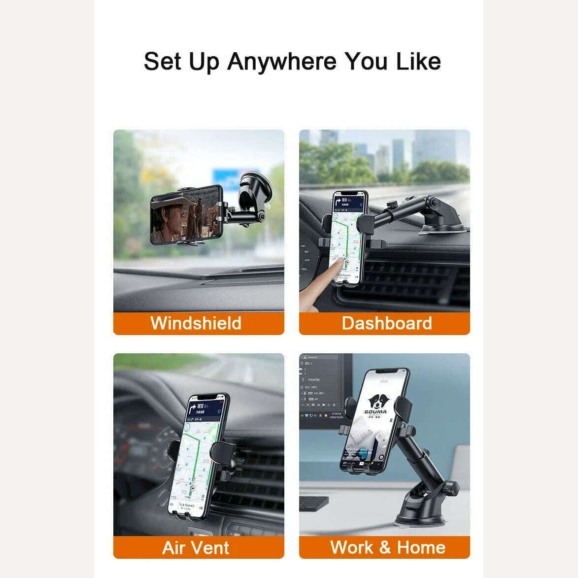 2023 NEW Universal Sucker Car Phone Holder 360° Windshield Car Dashboard Mobile Cell Support Bracket for 4.0-7 Inch Smartphones - KIMLUD