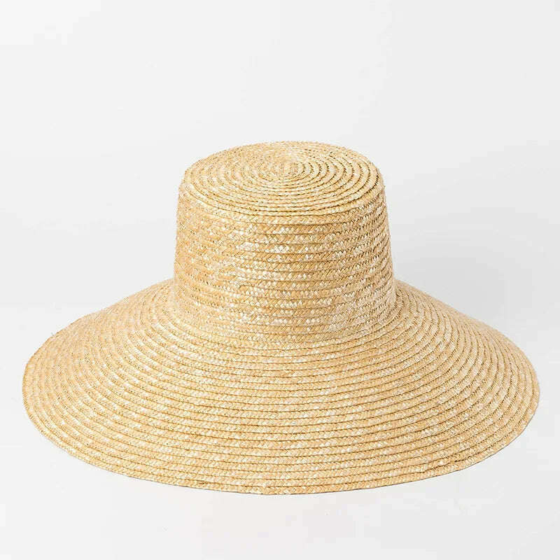 KIMLUD, 2023 New Wide Brim Beach Hats With Neck Tie For Women Large UV Protection Sun Hats Summer Big Brim Wheat Straw Hats Wholesale, no ribbon, KIMLUD Womens Clothes