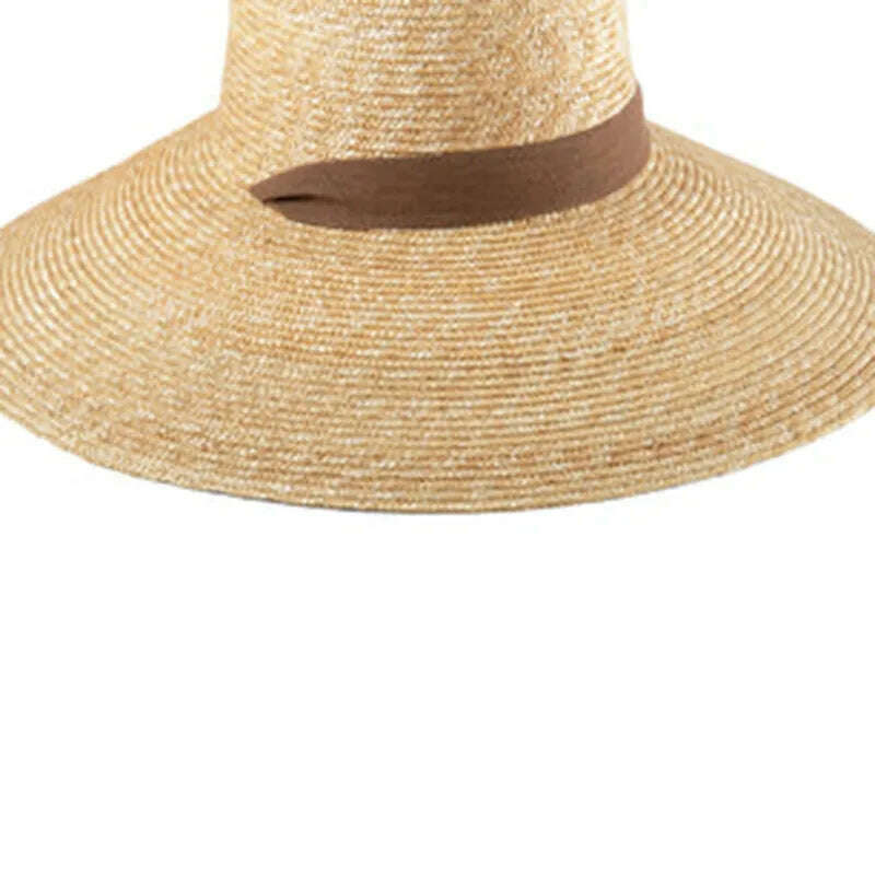 KIMLUD, 2023 New Wide Brim Beach Hats With Neck Tie For Women Large UV Protection Sun Hats Summer Big Brim Wheat Straw Hats Wholesale, KIMLUD Womens Clothes