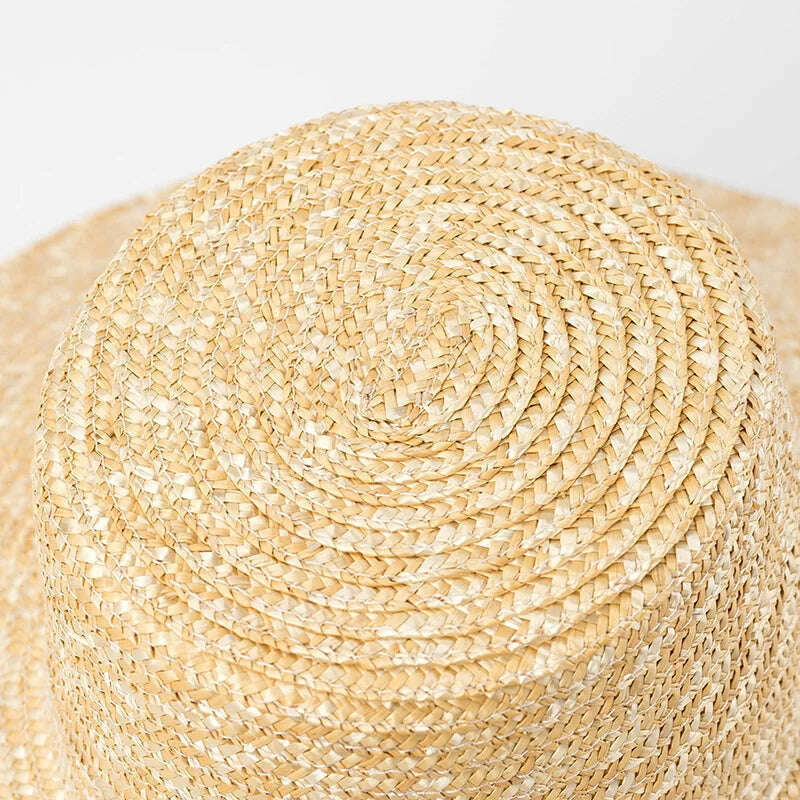 KIMLUD, 2023 New Wide Brim Beach Hats With Neck Tie For Women Large UV Protection Sun Hats Summer Big Brim Wheat Straw Hats Wholesale, KIMLUD Womens Clothes