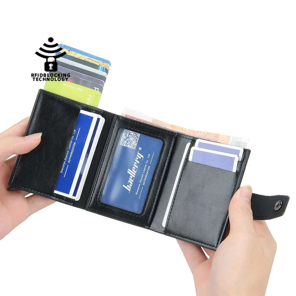 KIMLUD, 2023 Rfid Men Card Wallets Hasp Small Card Wallets PU Leather Slim Mini Men's Wallet High Qaulity Short Male Purses, KIMLUD Womens Clothes