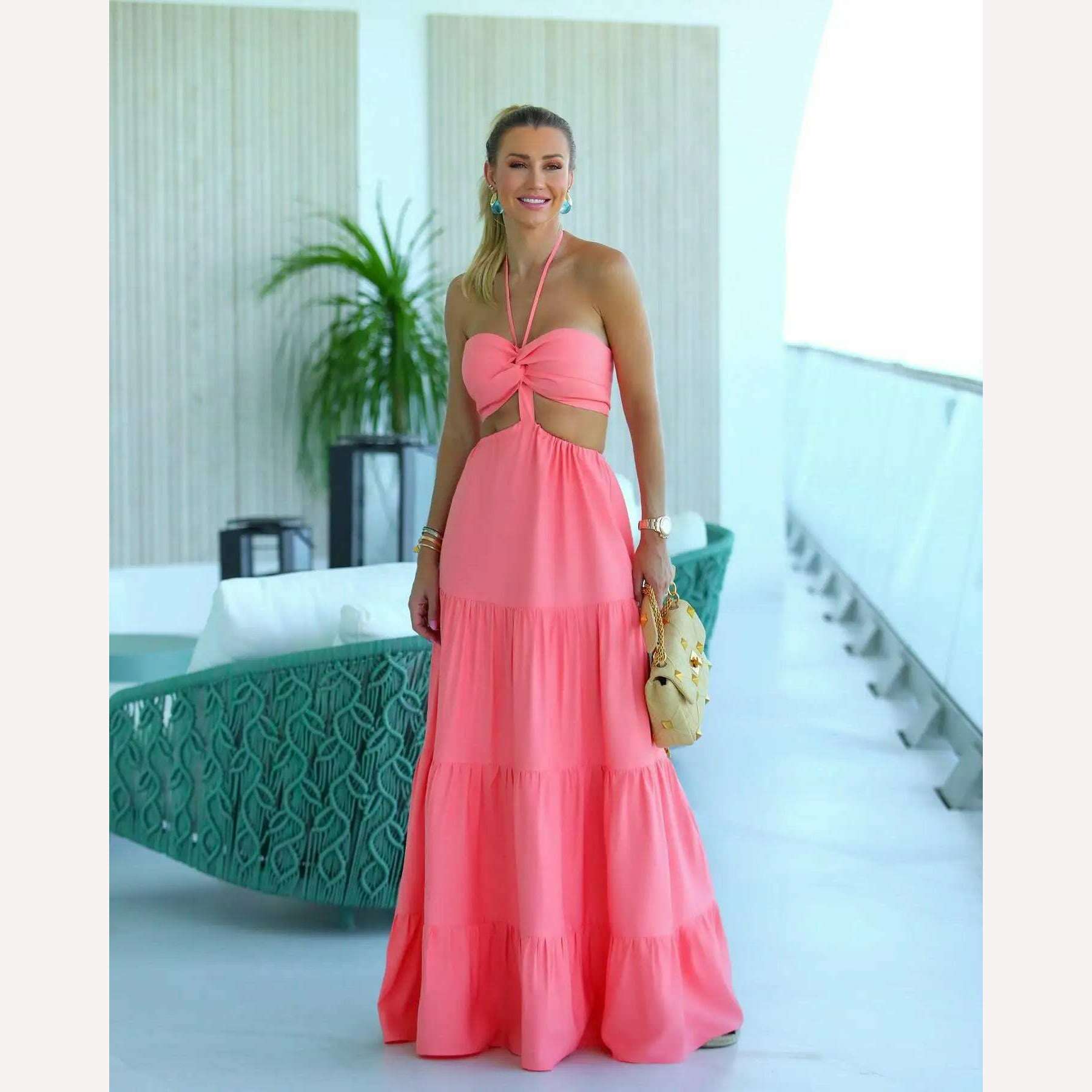 KIMLUD, 2023 Summer New Fashion Women Dresses Elegant Party Female Evening Dress Sexy Women's Clothing Chic Robes, Pink / S, KIMLUD Womens Clothes