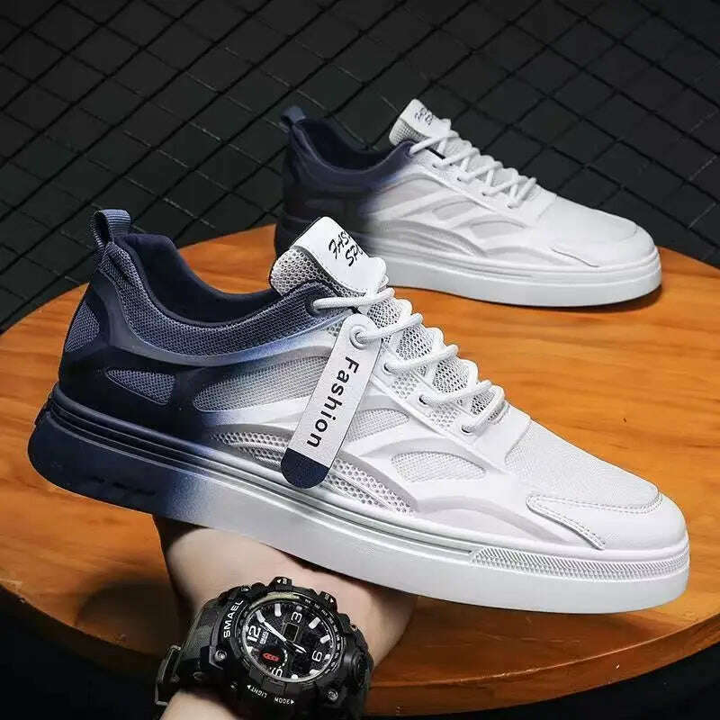 KIMLUD, 2024 Fashion Men Sneakers Spring Men Sneakers Men Vulcanize Shoes White All-match Shoes Male Flats Lace-up Platform Tennis Shoes, KIMLUD Womens Clothes