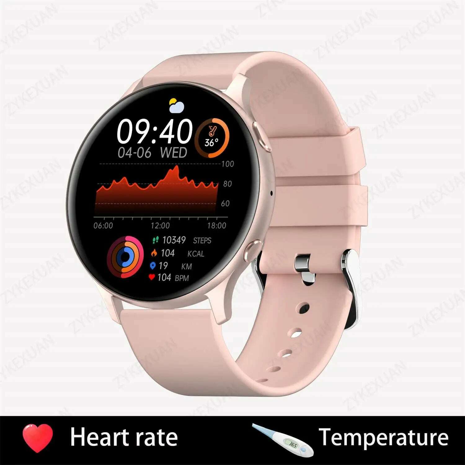 KIMLUD, 2024 Fashion Smart Watch Ladies Heart Rate Blood Pressure Custom Dial Sport Fitness Watch Men Woman Waterproof Smartwatch Women, Pink, KIMLUD Womens Clothes