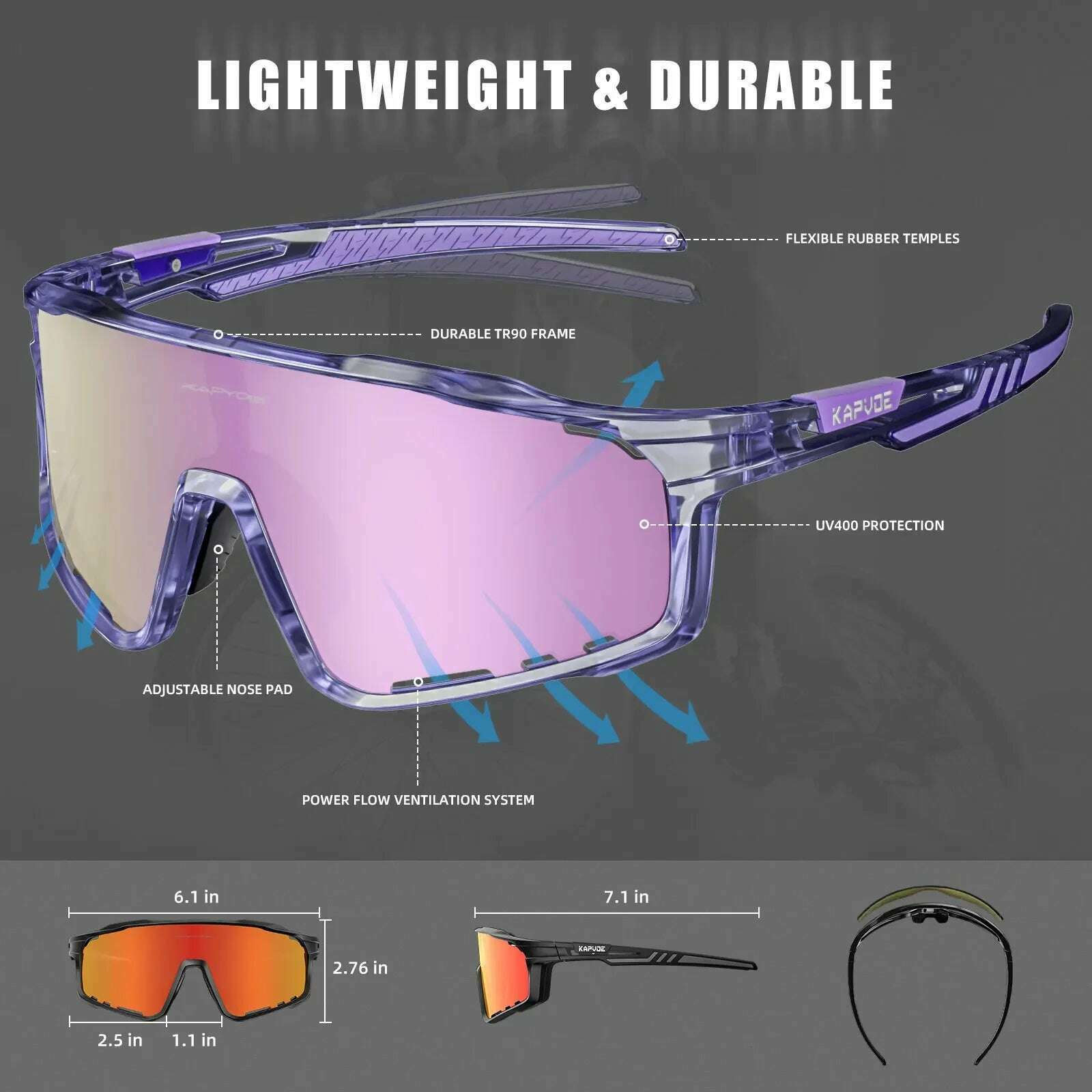 KIMLUD, 2024 Kapvoe Cycling Glasses for Men MTB Cycle Sunglasses Mountain Bike Bicycle Eyewear Women Sports Goggles Road Speed Skating, KIMLUD Womens Clothes