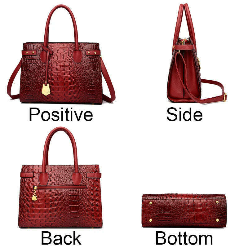 2024 Luxury Leather Handbag For Women New Ladies Crocodile Pattern Shoulder Crossbody Bag Large Capacity Shopper Casual Tote Sac - KIMLUD