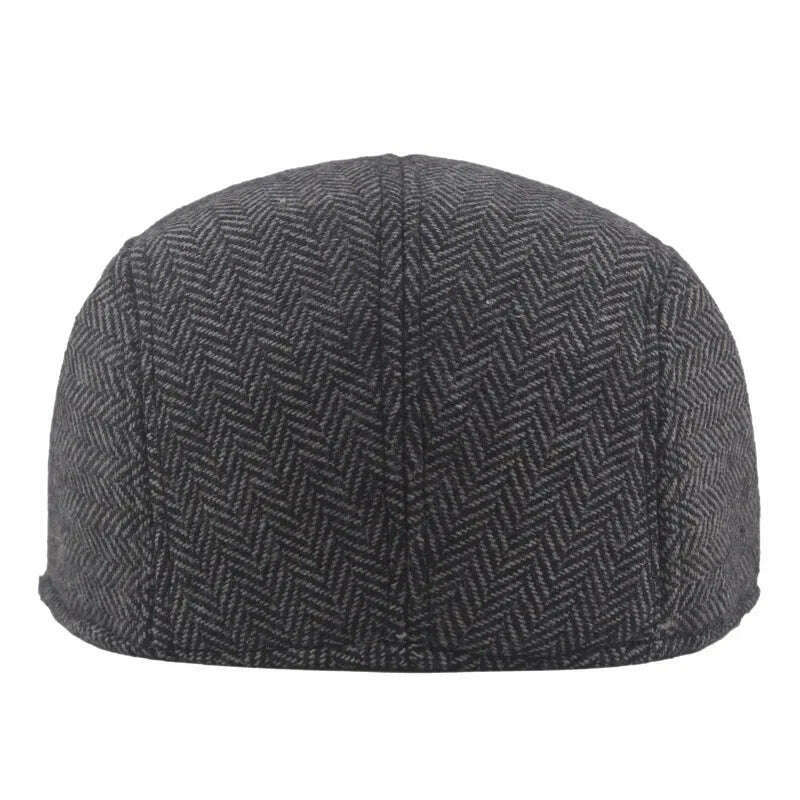 KIMLUD, 2024 Men's Cotton Plaid Berets Caps for Men Women Middle-Aged Autumn Winter Hats Boina Herringbone Newsboy Baker Tweed Boy Hat, KIMLUD Womens Clothes