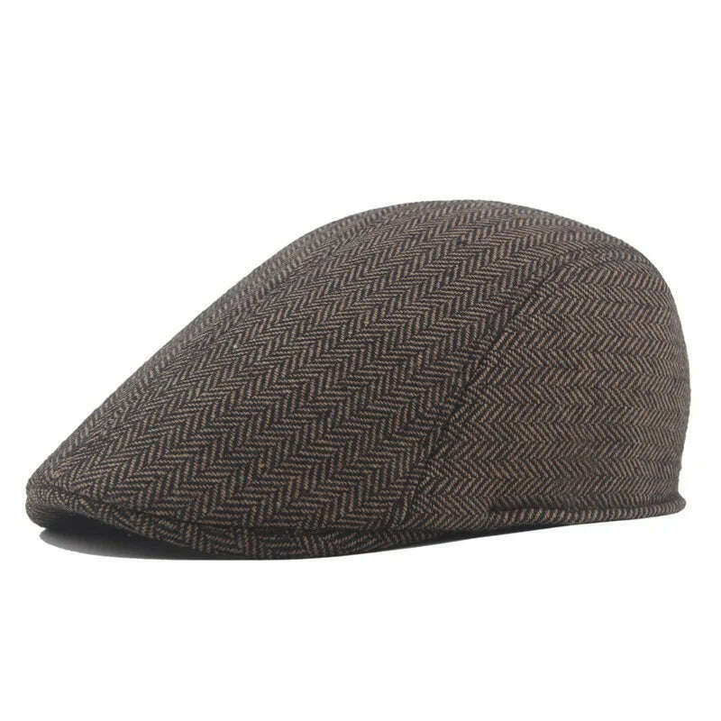 KIMLUD, 2024 Men's Cotton Plaid Berets Caps for Men Women Middle-Aged Autumn Winter Hats Boina Herringbone Newsboy Baker Tweed Boy Hat, 03, KIMLUD APPAREL - Womens Clothes