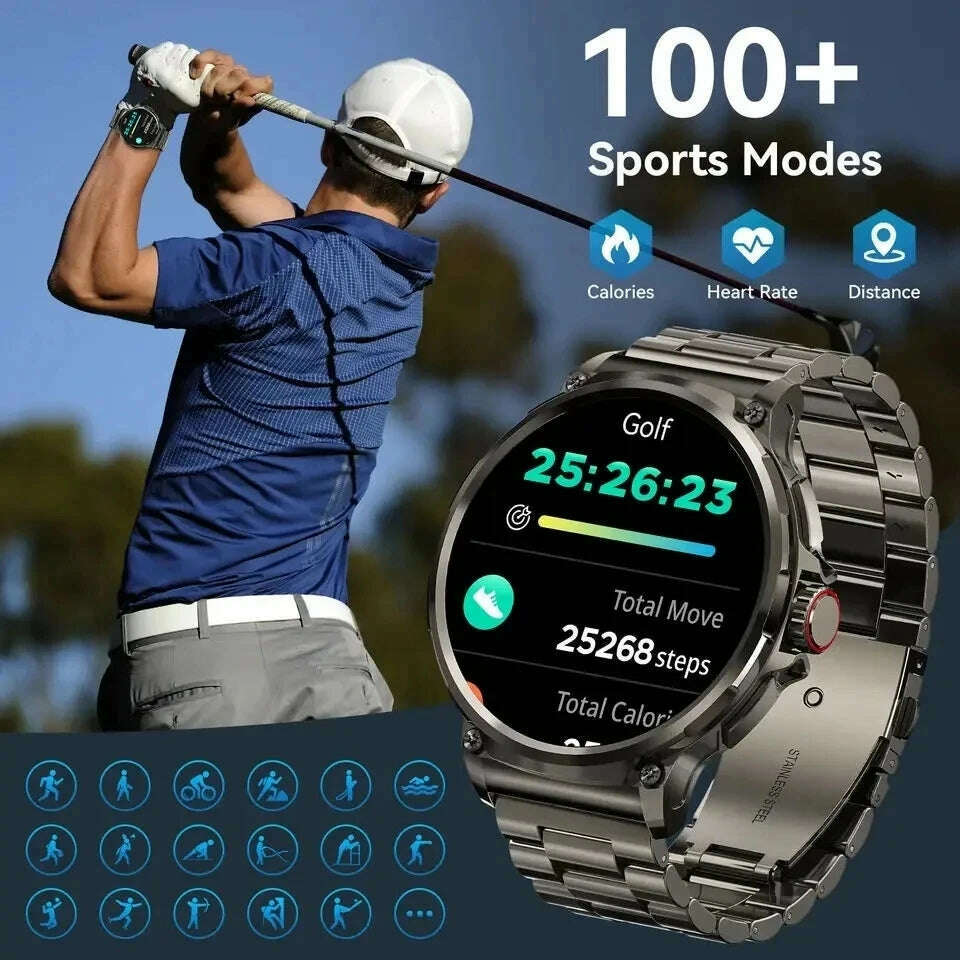 2024 New 1.85 Inch HD Bluetooth Call Smart Watch Men Sports Fitness Tracker Heart Monitor 710mAh Smartwatch For XIAOMI Android - KIMLUD