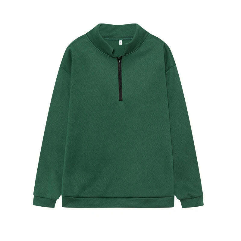 KIMLUD, 2024 New Autumn And Winter New Style Casual Jacket Half Zipper Cover Long Sleeve Sweater Woman, Dark Green / XXL, KIMLUD APPAREL - Womens Clothes