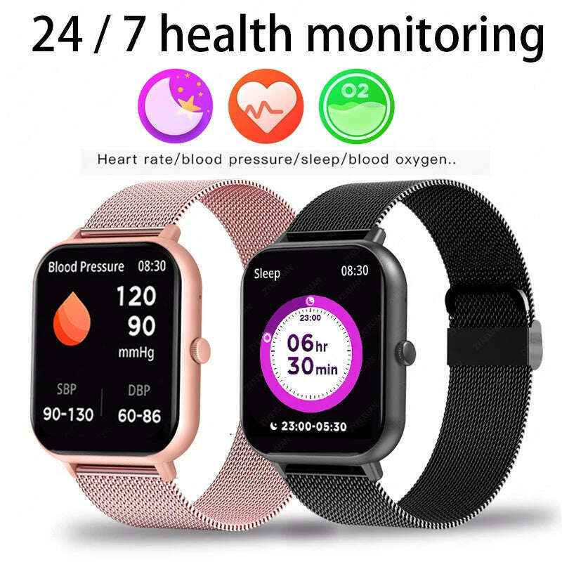 KIMLUD, 2024 New Bluetooth Call Smart Watch Women Men Heart Rate Blood Oxygen Voice Assistant 100+Sports Ladies Smartwatch For Xiaomi, KIMLUD Womens Clothes