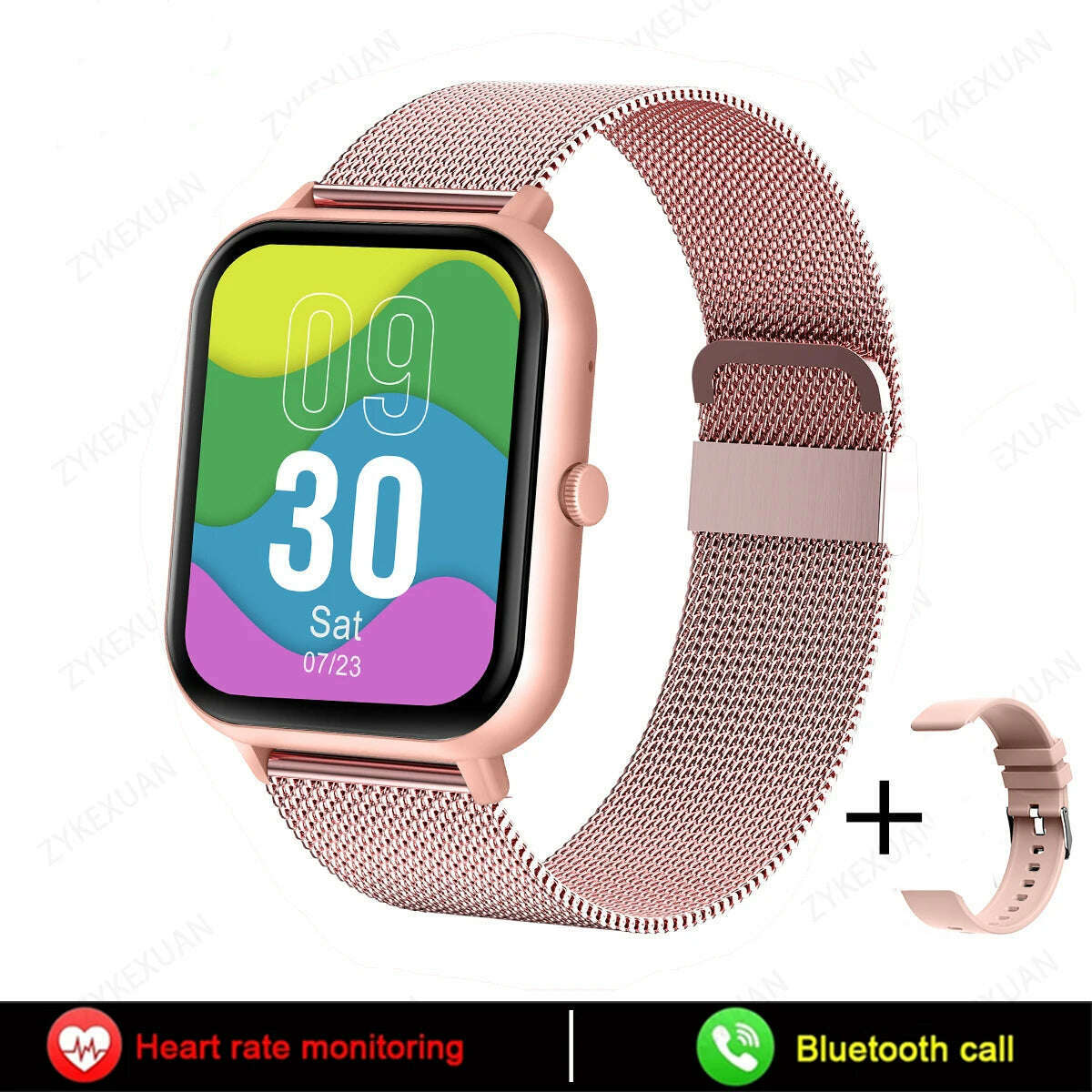 KIMLUD, 2024 New Bluetooth Call Smart Watch Women Men Heart Rate Blood Oxygen Voice Assistant 100+Sports Ladies Smartwatch For Xiaomi, Pink mesh belt, KIMLUD Womens Clothes