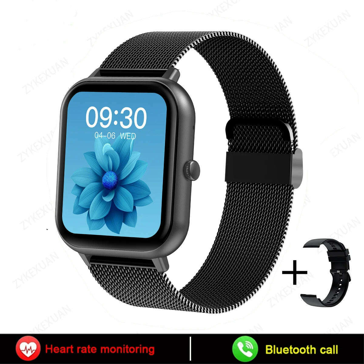 KIMLUD, 2024 New Bluetooth Call Smart Watch Women Men Heart Rate Blood Oxygen Voice Assistant 100+Sports Ladies Smartwatch For Xiaomi, Black mesh belt, KIMLUD Womens Clothes