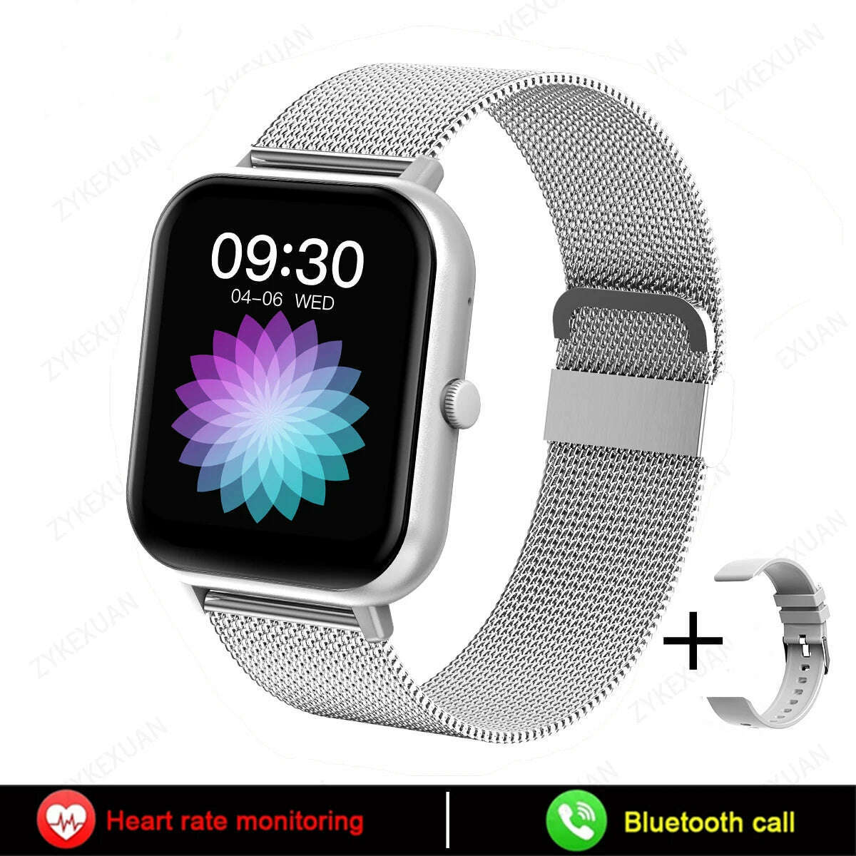 KIMLUD, 2024 New Bluetooth Call Smart Watch Women Men Heart Rate Blood Oxygen Voice Assistant 100+Sports Ladies Smartwatch For Xiaomi, Silver mesh belt, KIMLUD Womens Clothes