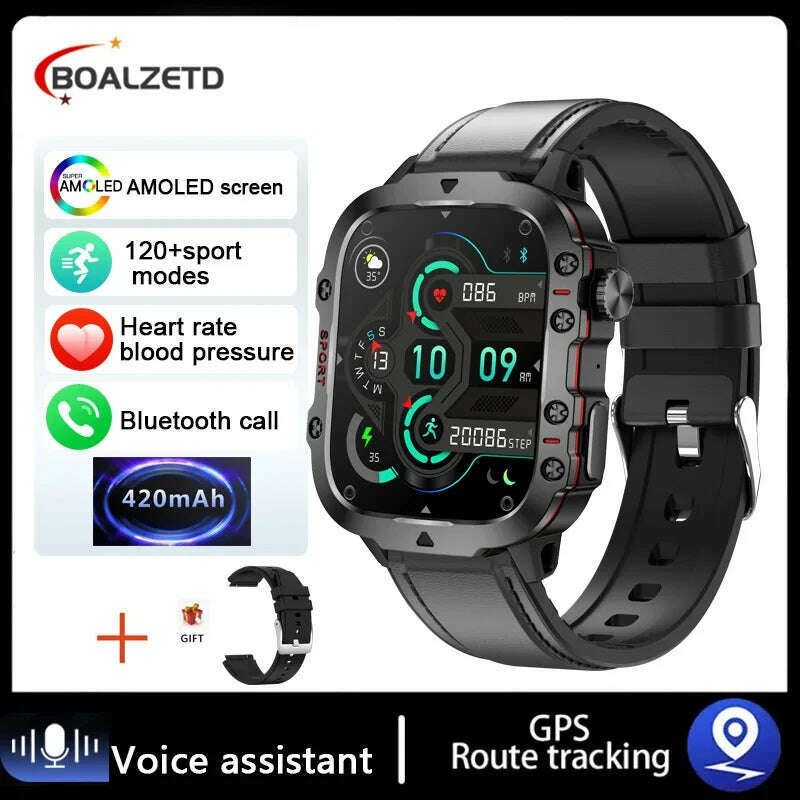 2024 New Bluetooth Call Smartwatch Men's Rugged Military Sports Heart Rate 3ATM Waterproof Outdoor Smart Watches For Android IOS - KIMLUD