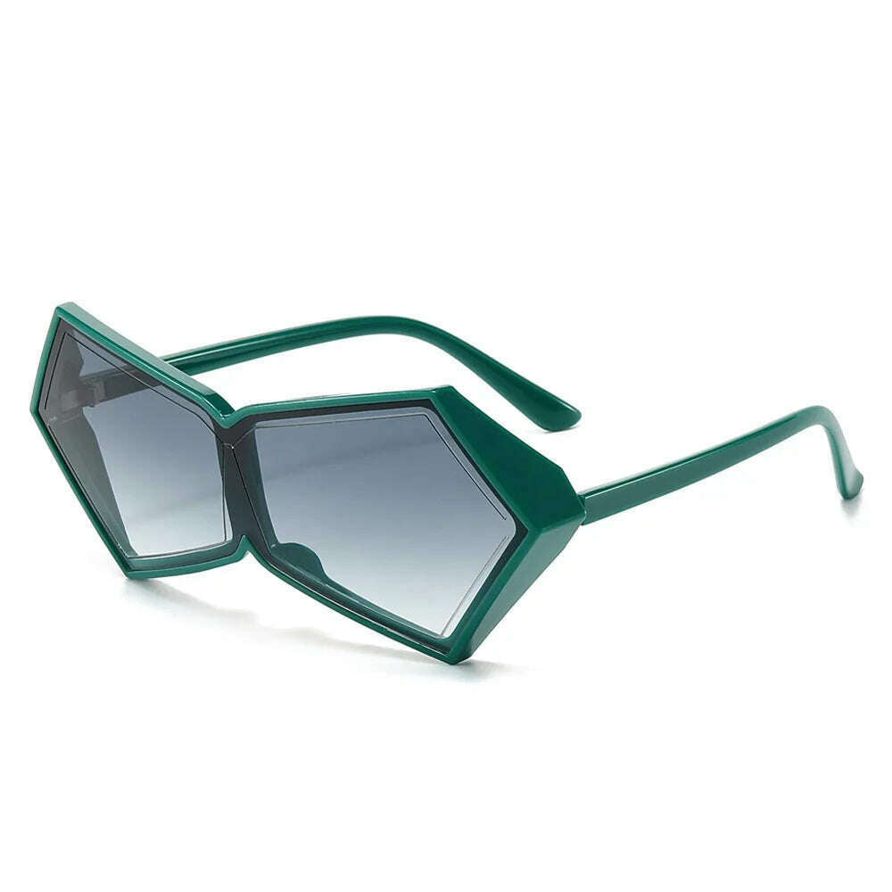 KIMLUD, 2024 New Fashion Vintage Punk One Piece Sunglasses Women Oversized One Piece Sun Glasses Female Geometric Shades Female Oculos, Green3493 / as picture, KIMLUD Womens Clothes