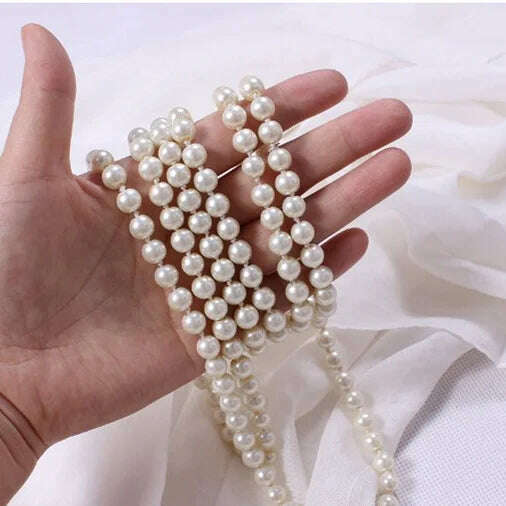 2024 New Fashion Women Jewelry Pearl Bead Necklace Long Sweater Chain Necklace For Women Dress Accessories Gift For Girl Mother - KIMLUD