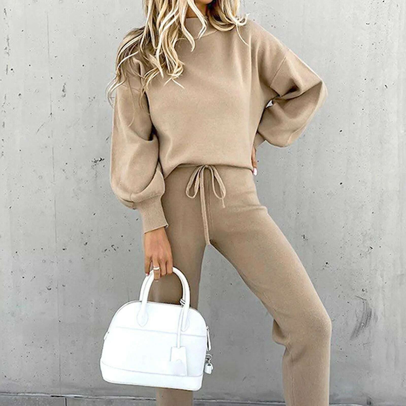 KIMLUD, 2024 New Fashion Women Track Suits Sports Wear Jogging Suits Ladies Hooded Tracksuit Set Clothes Hoodies+Sweatpants Sweat Suits, Khaki / XXL, KIMLUD APPAREL - Womens Clothes