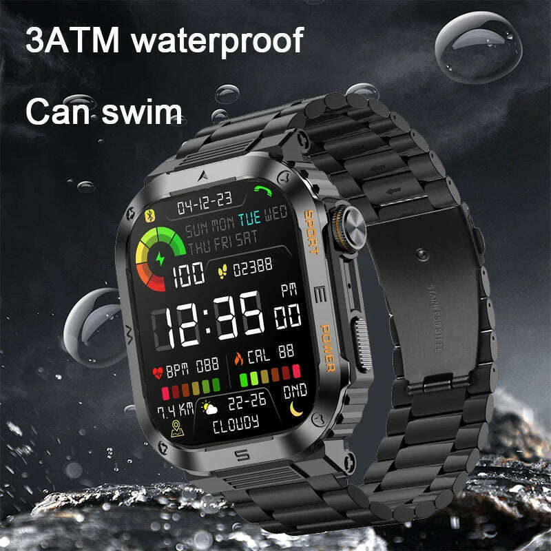 KIMLUD, 2024 NEW Outdoor Military Smart Watch 2.01 Men Bluetooth Call Smartwatch For Android IOS IP68 Waterproof Sports Fitness Watches, KIMLUD Womens Clothes