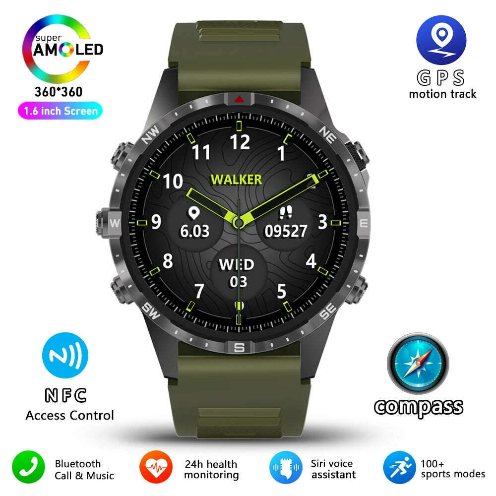 KIMLUD, 2024 NEW Smart Watch GT45 Men Bluetooth Call Outdoor Sports Voice Assistant Compass Health Monitoring Fitness Tracker Smartwatch, Black shell / Outdoors Compass, KIMLUD Womens Clothes