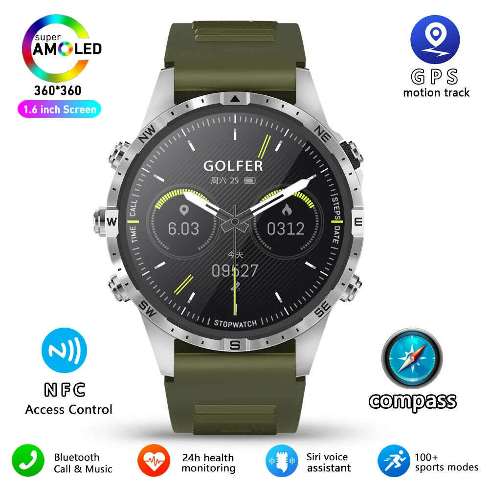 KIMLUD, 2024 NEW Smart Watch GT45 Men Bluetooth Call Outdoor Sports Voice Assistant Compass Health Monitoring Fitness Tracker Smartwatch, Silver shell 1 / Outdoors Compass, KIMLUD Womens Clothes