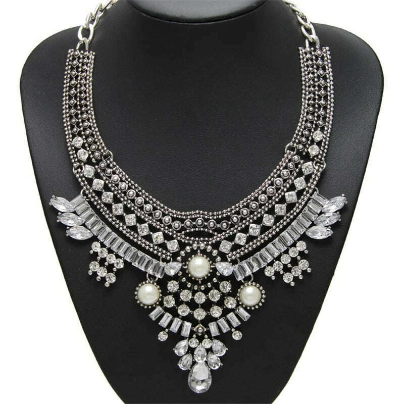 2024 New ZA Indian Boho Ethnic Retro Statement Large Collar Choker Necklace Women Fashion Maxi Vintage Long Necklace Jewelry - KIMLUD