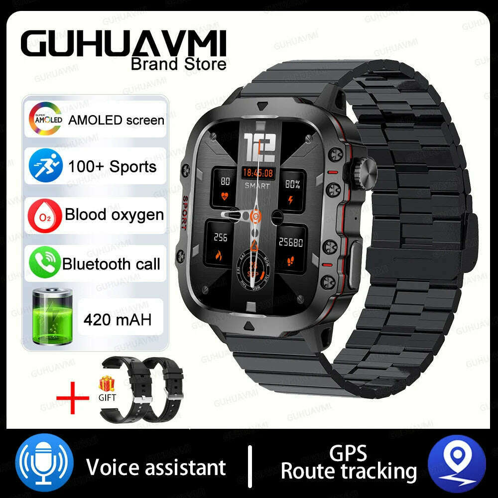 2024 Outdoor Military 3ATM Waterproof Smart Watch Men 420mAh Battery Heart Rate Sports Fitness Watches Bluetooth Call Smartwatch - KIMLUD