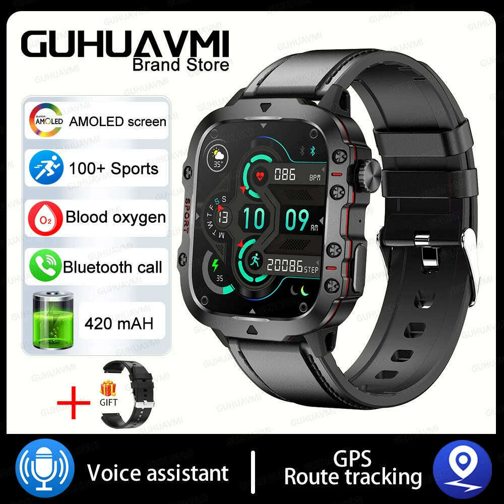 2024 Outdoor Military 3ATM Waterproof Smart Watch Men 420mAh Battery Heart Rate Sports Fitness Watches Bluetooth Call Smartwatch - KIMLUD