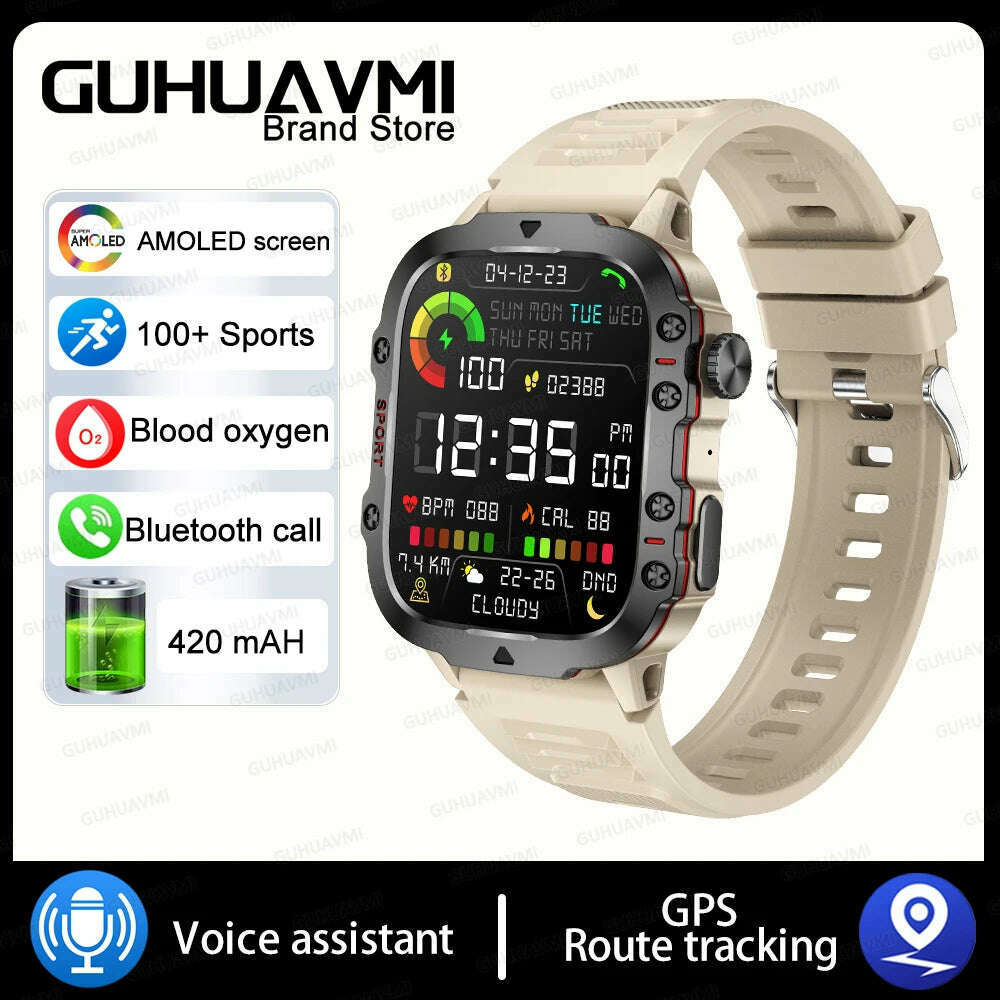 2024 Outdoor Military 3ATM Waterproof Smart Watch Men 420mAh Battery Heart Rate Sports Fitness Watches Bluetooth Call Smartwatch - KIMLUD