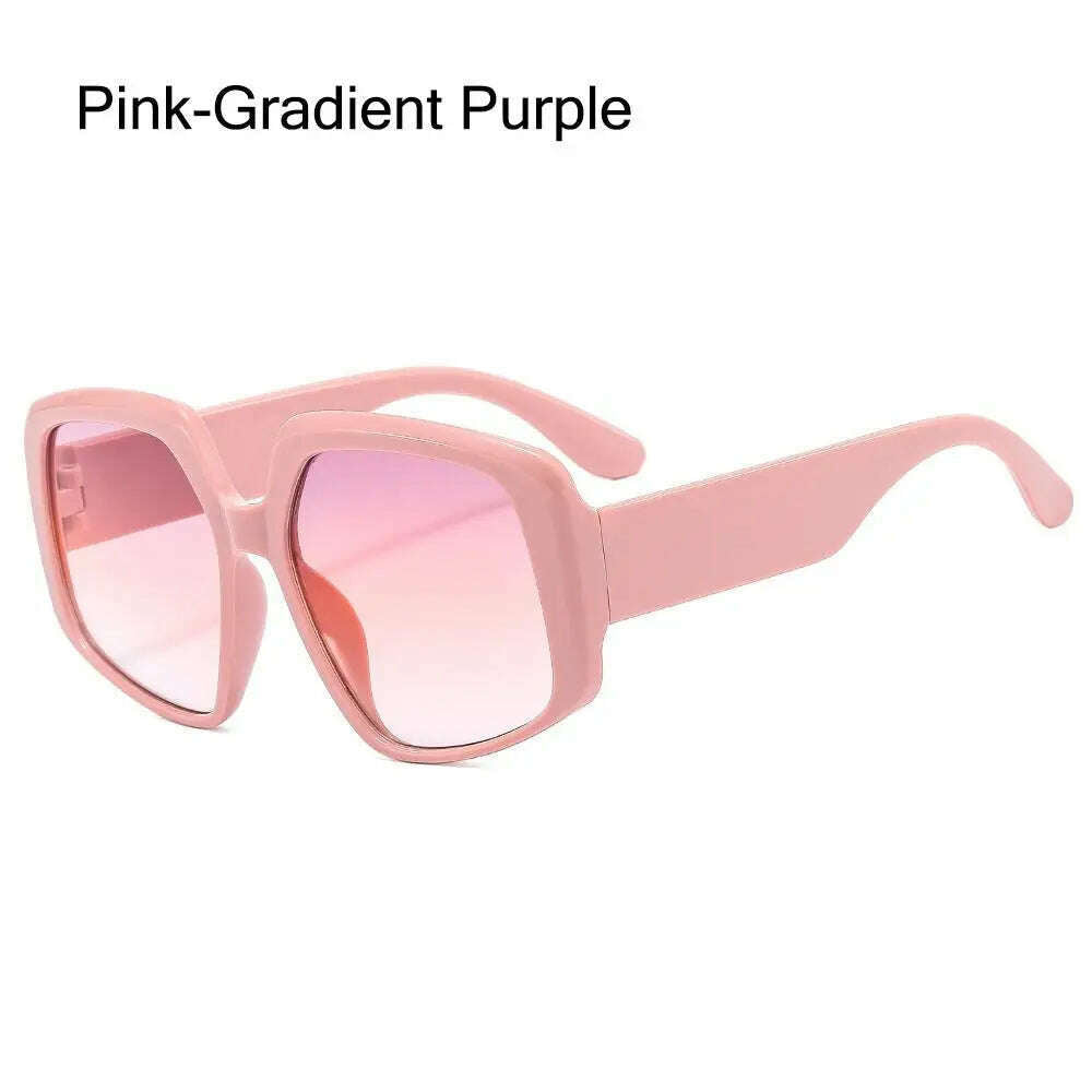 KIMLUD, 2024 Oversized Square Brand Sunglasses Women Vintage Big Frame Women Sun Glasses Fashion Cycling Goggle Shades For Men UV400, Pink-Gradient Purple, KIMLUD Womens Clothes