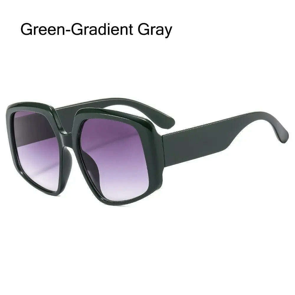 KIMLUD, 2024 Oversized Square Brand Sunglasses Women Vintage Big Frame Women Sun Glasses Fashion Cycling Goggle Shades For Men UV400, Green-Gradient Gray, KIMLUD Womens Clothes