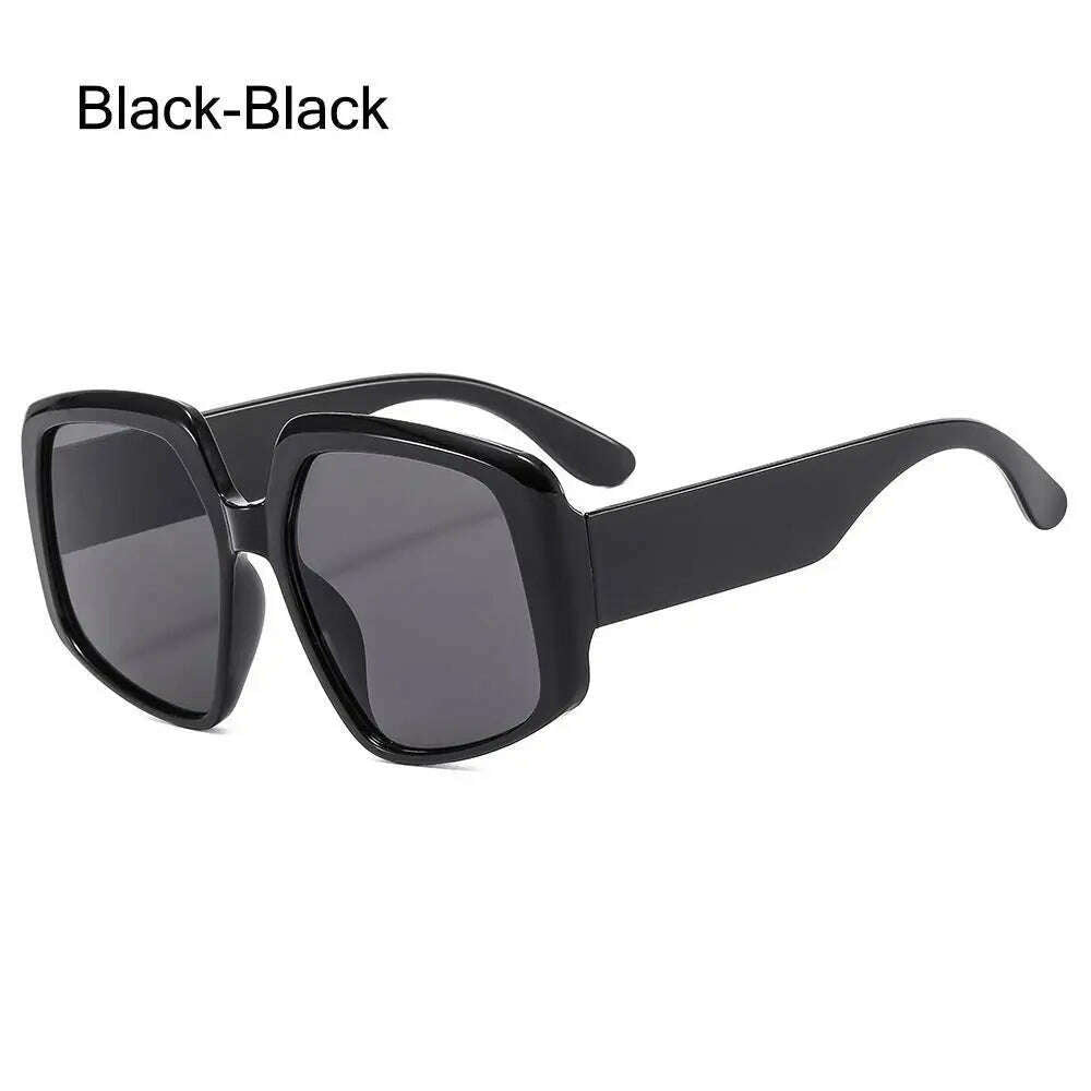 KIMLUD, 2024 Oversized Square Brand Sunglasses Women Vintage Big Frame Women Sun Glasses Fashion Cycling Goggle Shades For Men UV400, Black-Black, KIMLUD Womens Clothes