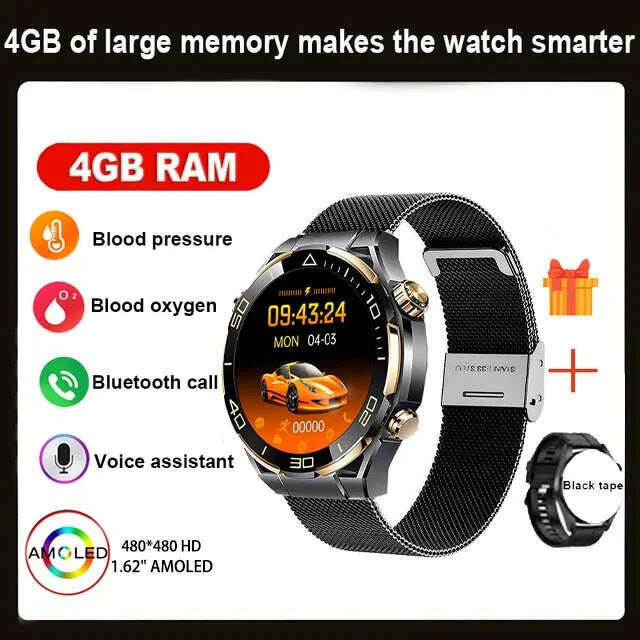 2024 Smart Watch Men 4GB ROM Bluetooth Call NFC IP68 Waterproof GPS Track AI Voice Assistant Women Smart Watch For Huawei Xiaomi - KIMLUD