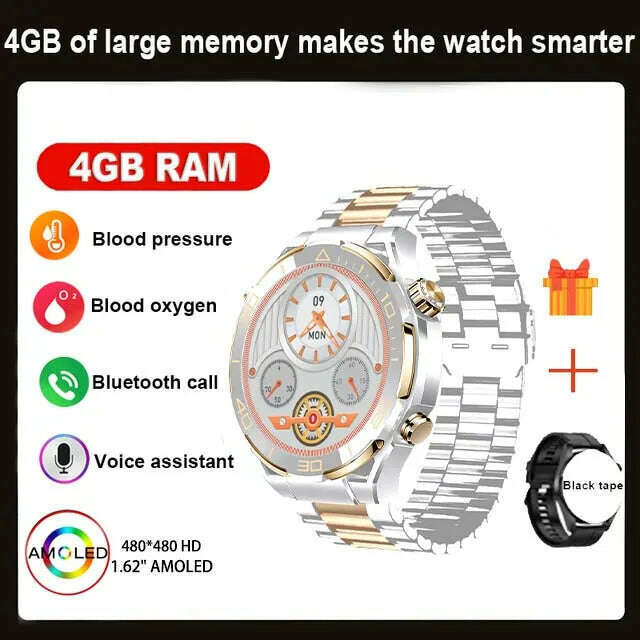 2024 Smart Watch Men 4GB ROM Bluetooth Call NFC IP68 Waterproof GPS Track AI Voice Assistant Women Smart Watch For Huawei Xiaomi - KIMLUD