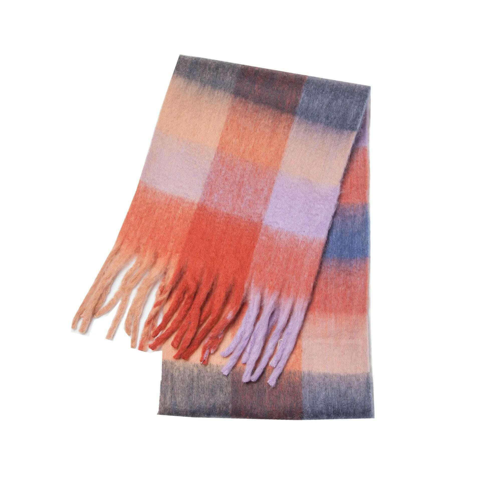 KIMLUD, 2024 Winter Thick Warm Scarf Women Cashmere Shawl and Wraps Pashmina Neckerchief Bufanda Female Rainbow Hairy Tessel Echarpe New, WJ5673-1 / 38x230cm, KIMLUD APPAREL - Womens Clothes