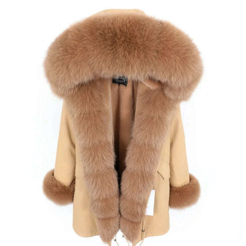 KIMLUD, 2024 Women's jacket Natural Real Fox fur Jacket Hooded black Woman parkas Winter warm Coat Parkas, KIMLUD Womens Clothes