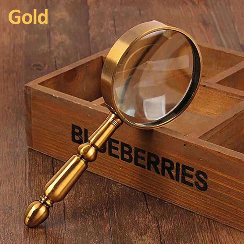 20X Handheld Retro All-Metal Magnifier Reading Magnifying Glass Portable Jewelry Antique Loupe with High Magnification Power Len - KIMLUD