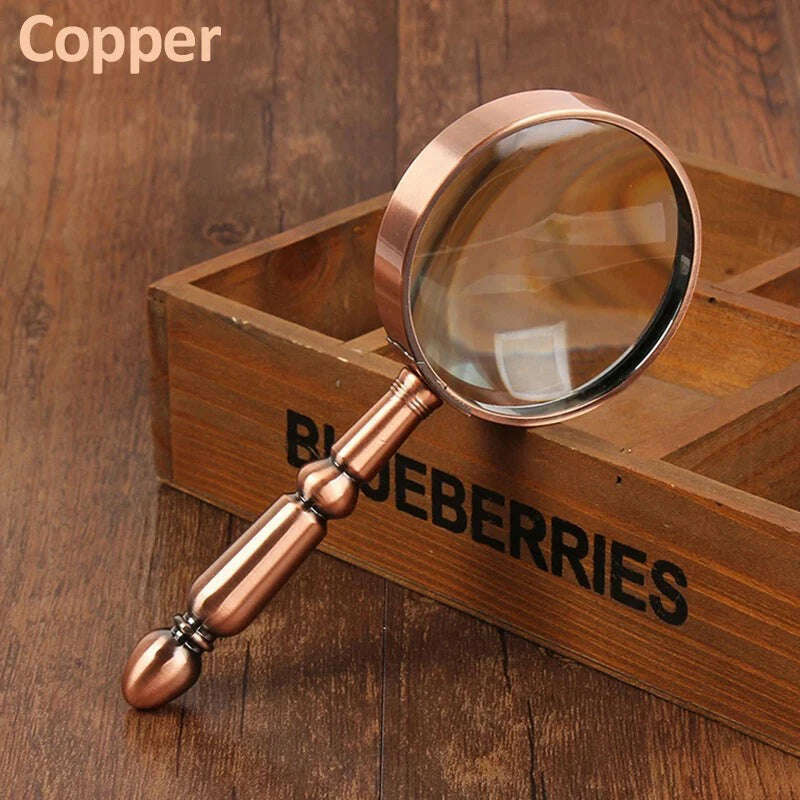 20X Handheld Retro All-Metal Magnifier Reading Magnifying Glass Portable Jewelry Antique Loupe with High Magnification Power Len - KIMLUD