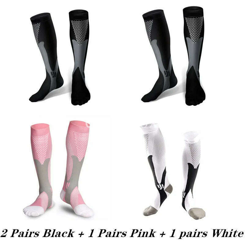 KIMLUD, 2/3/4 Pairs Compression Socks Knee High Sports Socks Medical Nursing Stockings Varicose Veins Socks Outdoor Cycling Socks, MIX004-79 / XXL, KIMLUD APPAREL - Womens Clothes