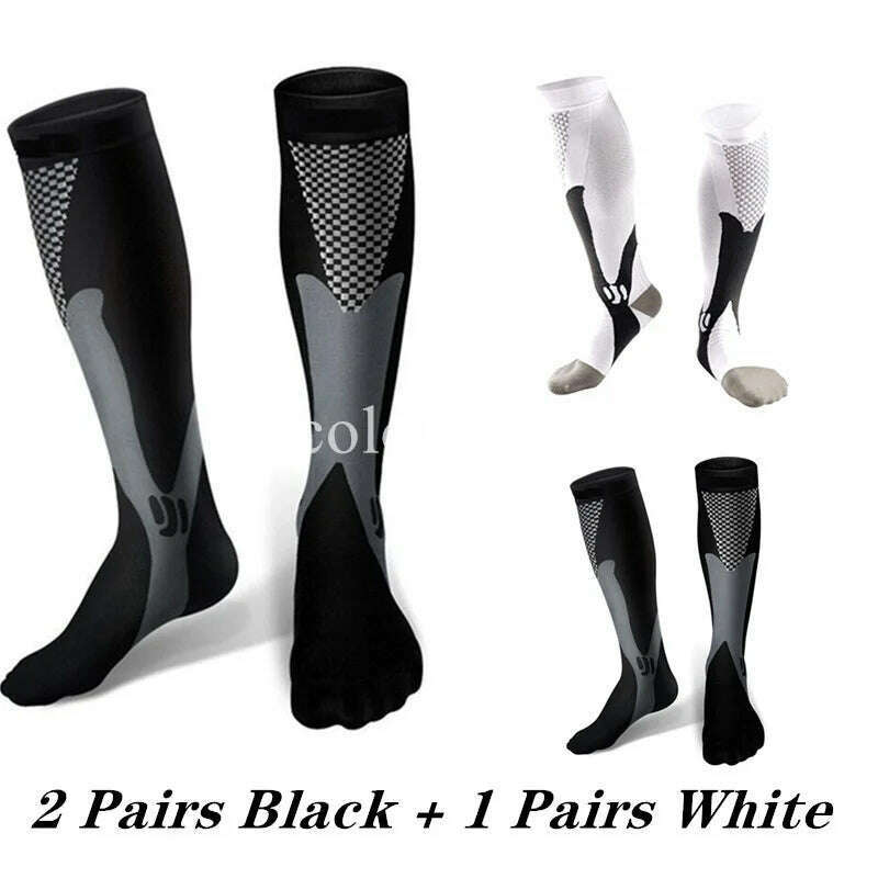 KIMLUD, 2/3/4 Pairs Compression Socks Knee High Sports Socks Medical Nursing Stockings Varicose Veins Socks Outdoor Cycling Socks, MIX003-282 / XXL, KIMLUD APPAREL - Womens Clothes