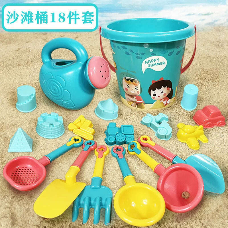 KIMLUD, 23PCS Summer Beach Set Toys For Kids Digging Sand Plastic Bucket Watering Bottle Shovels Children Beach Water Game Toys Tools, KIMLUD Womens Clothes