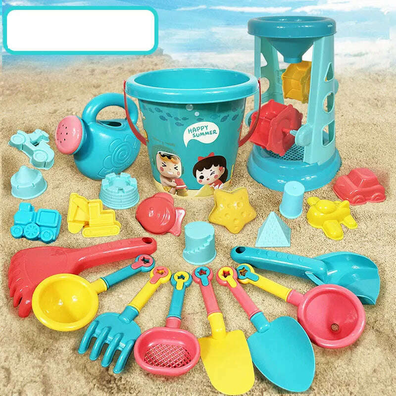 KIMLUD, 23PCS Summer Beach Set Toys For Kids Digging Sand Plastic Bucket Watering Bottle Shovels Children Beach Water Game Toys Tools, 23pcs, KIMLUD Womens Clothes