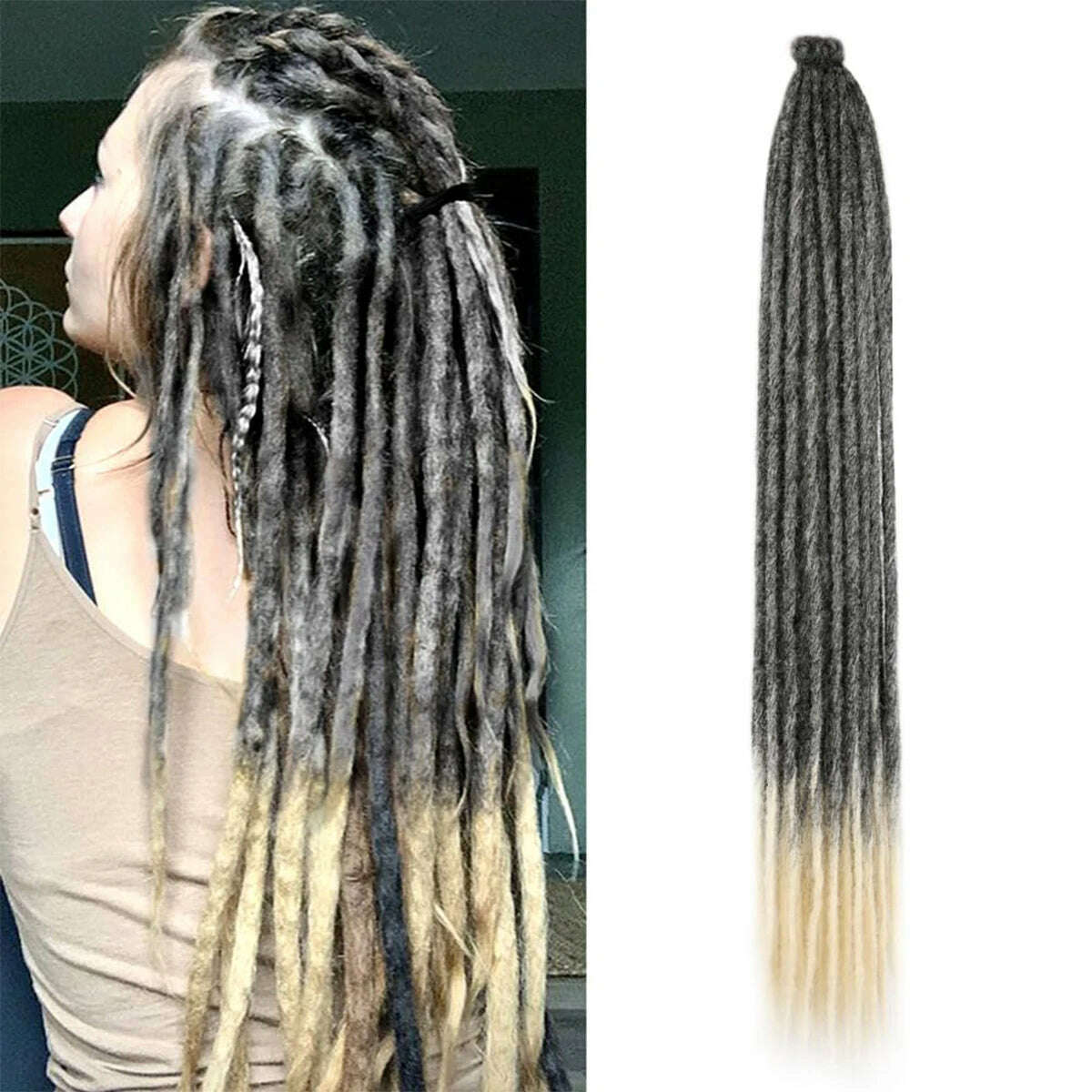 24 Inch Synthetic Dreadlock Hair Extensions 10 Root/Lot Hippie Single Ended Dreads Loc Extensions Reggae Style Crochet Hair - KIMLUD