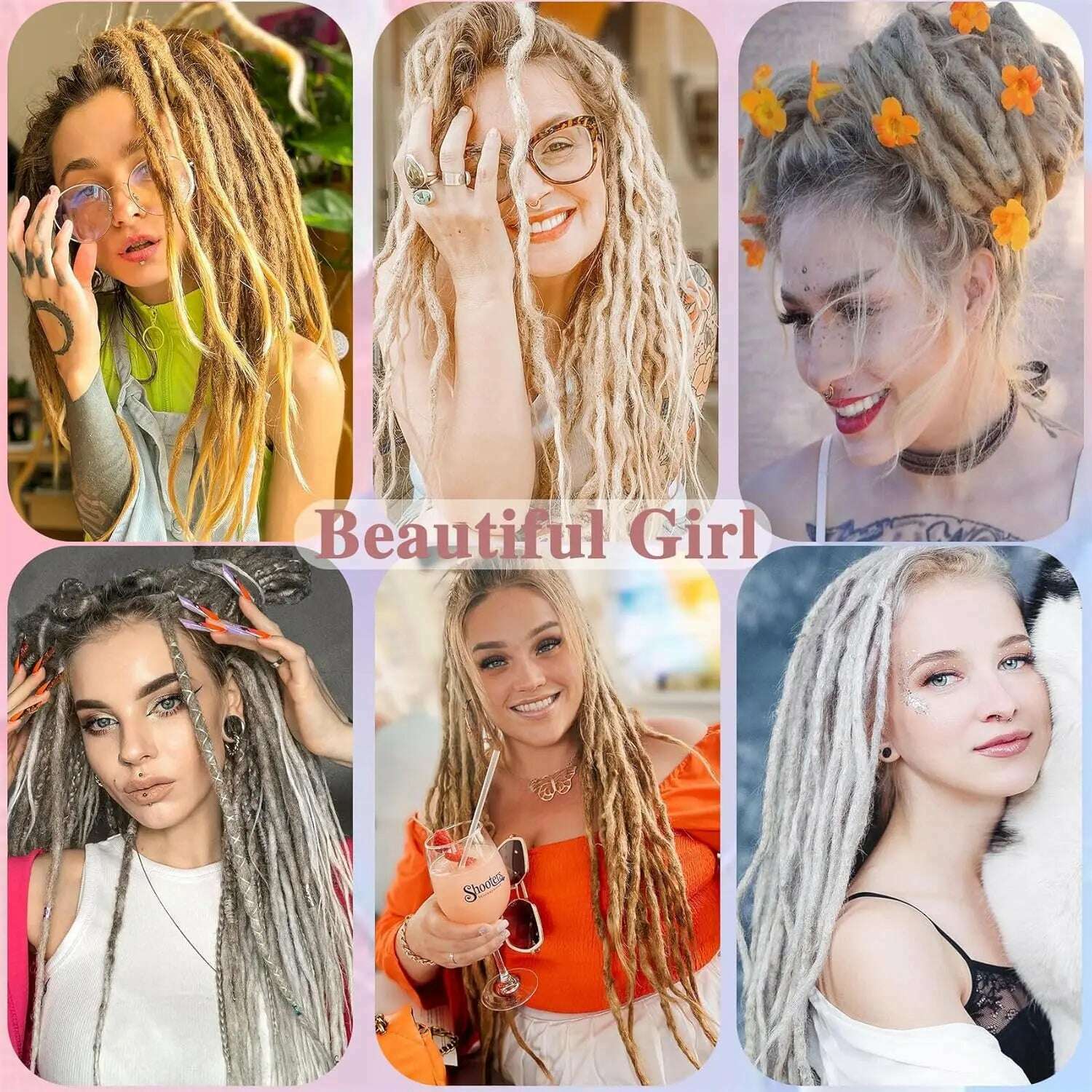 KIMLUD, 24 Inch Synthetic Dreadlock Hair Extensions 10 Root/Lot Hippie Single Ended Dreads Loc Extensions Reggae Style Crochet Hair, KIMLUD Womens Clothes