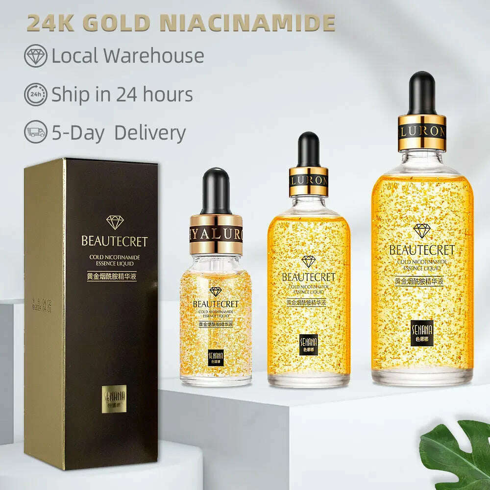 KIMLUD, 24k Gold Hyaluronic Acid Face Serum Moisturize Shrink Pores Brighten Improve Fine Lines Lifting Firming Amide Face Essence Skin, KIMLUD Womens Clothes