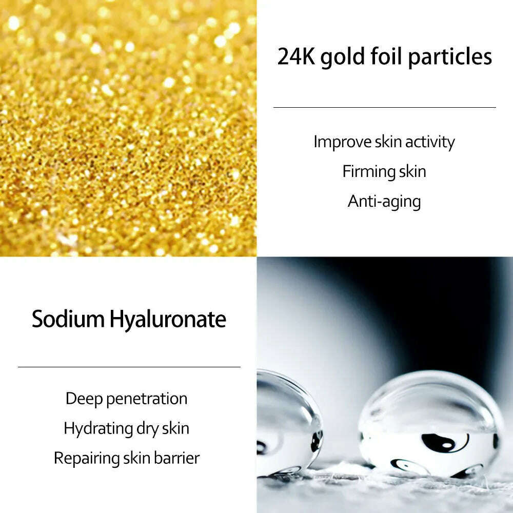 KIMLUD, 24k Gold Hyaluronic Acid Face Serum Moisturize Shrink Pores Brighten Improve Fine Lines Lifting Firming Amide Face Essence Skin, KIMLUD Womens Clothes