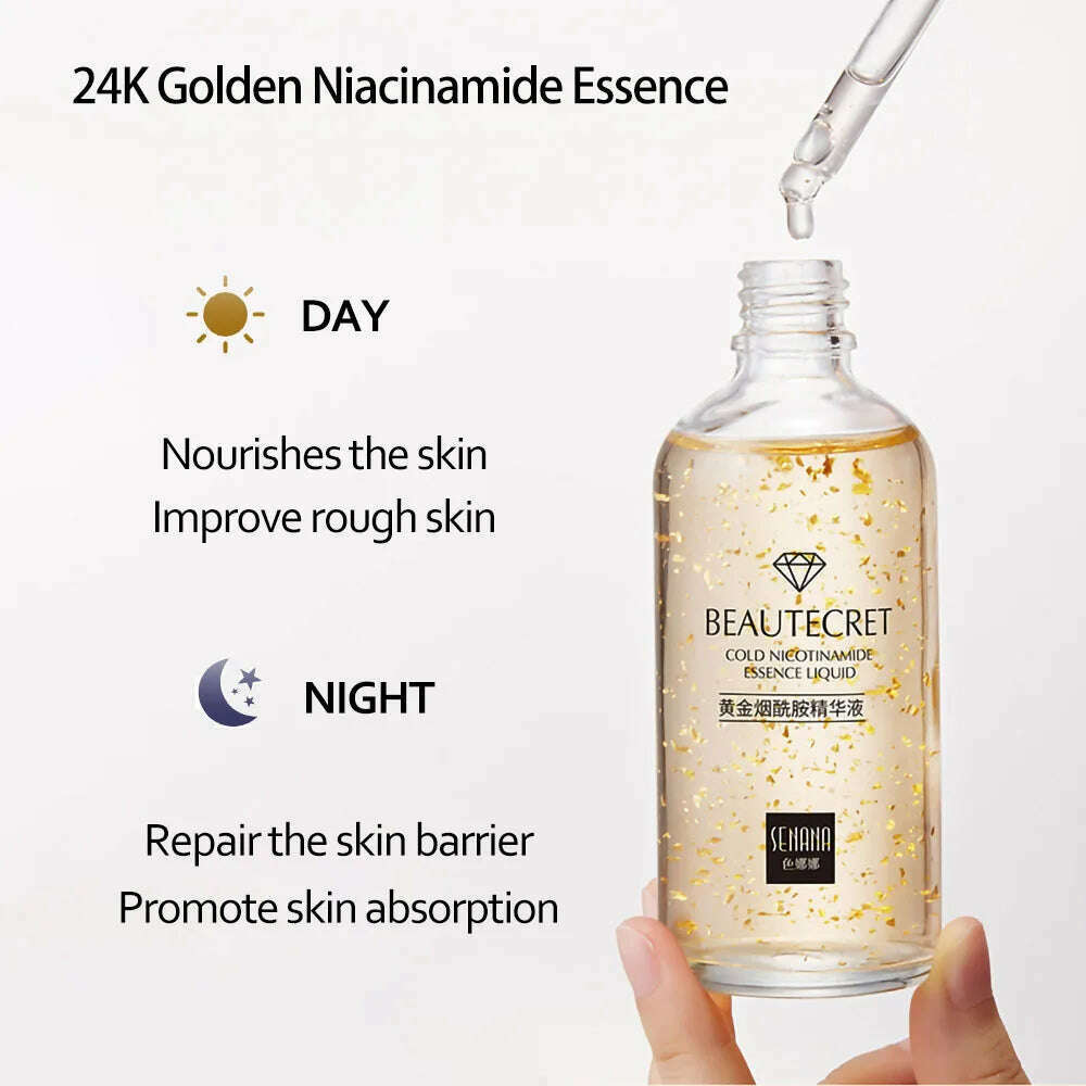 KIMLUD, 24k Gold Hyaluronic Acid Face Serum Moisturize Shrink Pores Brighten Improve Fine Lines Lifting Firming Amide Face Essence Skin, KIMLUD Womens Clothes