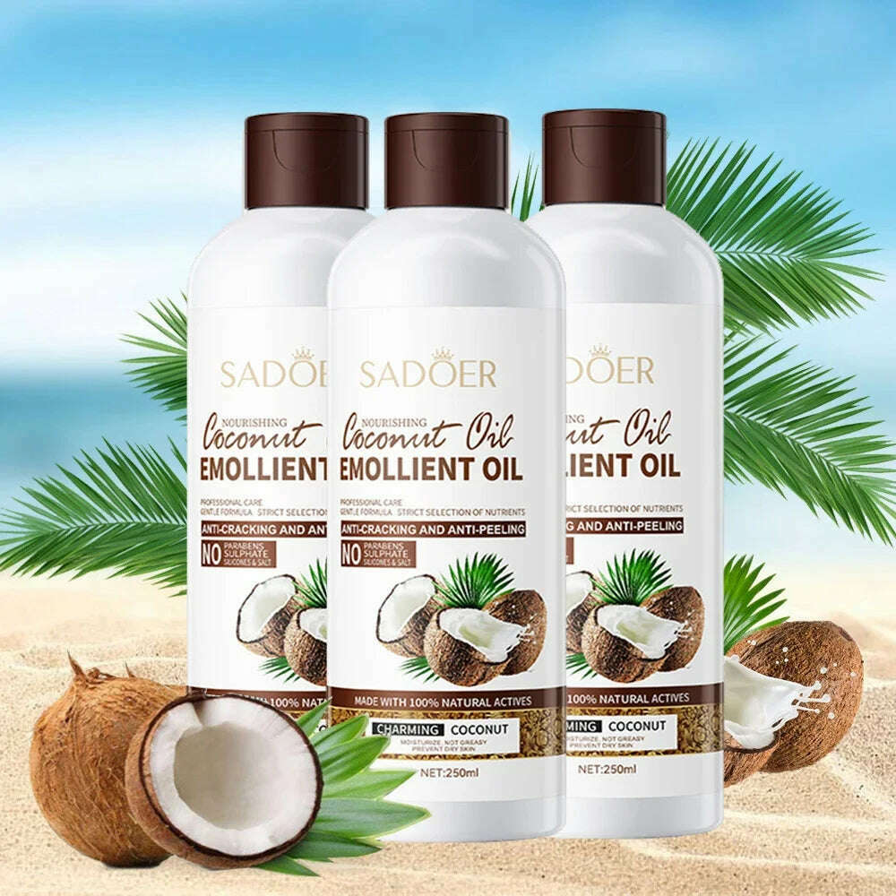 250ml Coconut Oil Sooth Dry Skin Lighten Fine Lines Face Massage Oil Nourishes Hair Removes Frizz Hair Care Oil Firming Body - KIMLUD